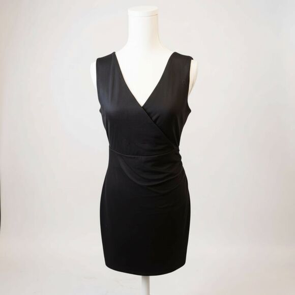 Elegant Boston Proper Cross-Front Dress in Jet Black, Size Small - Picture 1 of 4